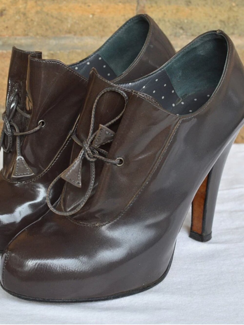 Moschino Cheap and Chic Lace Up Patent Boots Bootie Gray Size 36 6